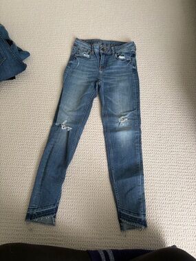 Zara Distressed Blue Slim Jeans